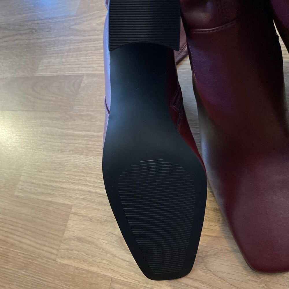Steve Madden Womens Lamarca Knee High Block-Heel Stretch Boots Burgundy 9.5 NIB - Picture 10 of 13